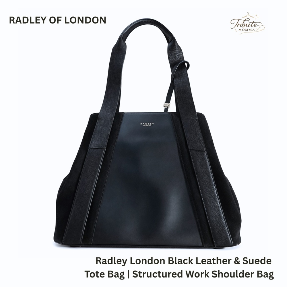 RADLEY LONDON Black Leather & Suede Structured Tote